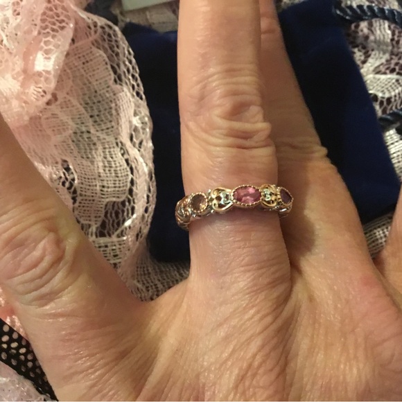 NEW Gems en Vogue 0.52 TCW Pink Spinel, Sapphire & Tourmaline Stack Band Ring - Picture 7 of 14